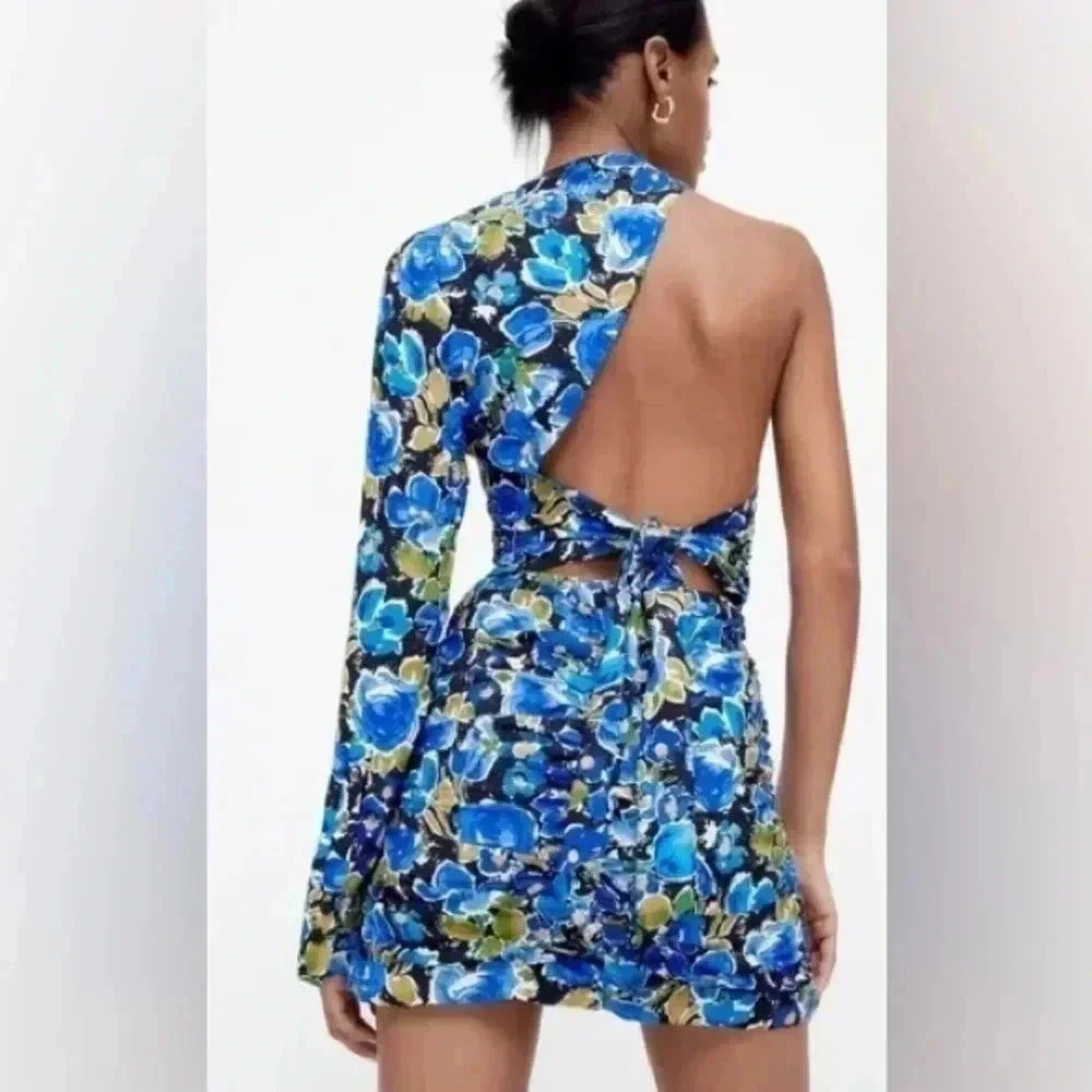 NEW  ZARA floral print Assymetrical top 8784/671 xxl